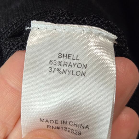 Lovers and Friend Black Long Sleeve Knit Dress Turtle Funnel Neck Slit Ruched L - Picture 4 of 7